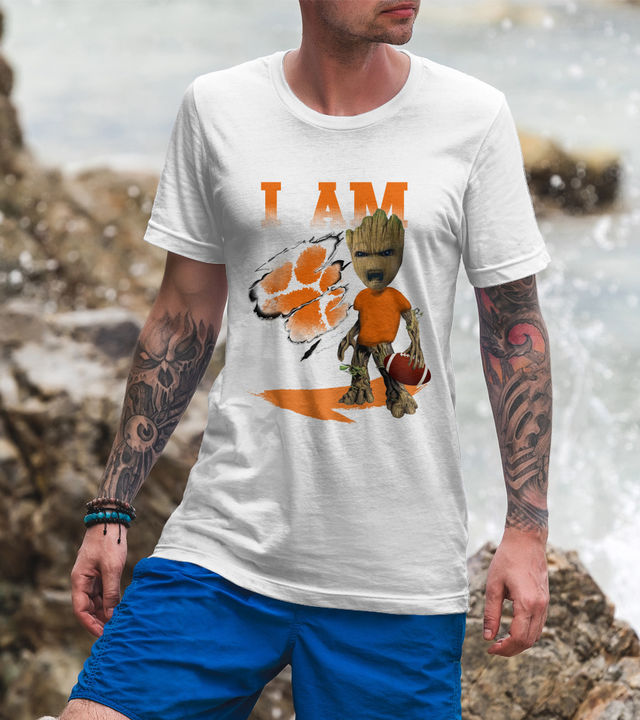 I AM Clemson Tiger Groot Football T-Shirt
