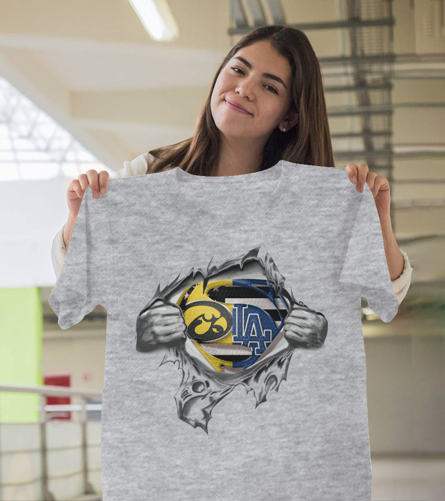 Hawkeyes Dodgers Superman Logo Crossover Emblem T-Shirt