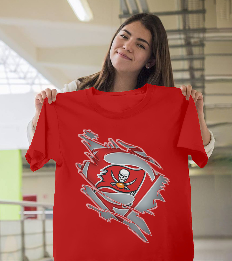 Buccaneers Super Man Nfl Logo Fusion With Superman T-Shirt