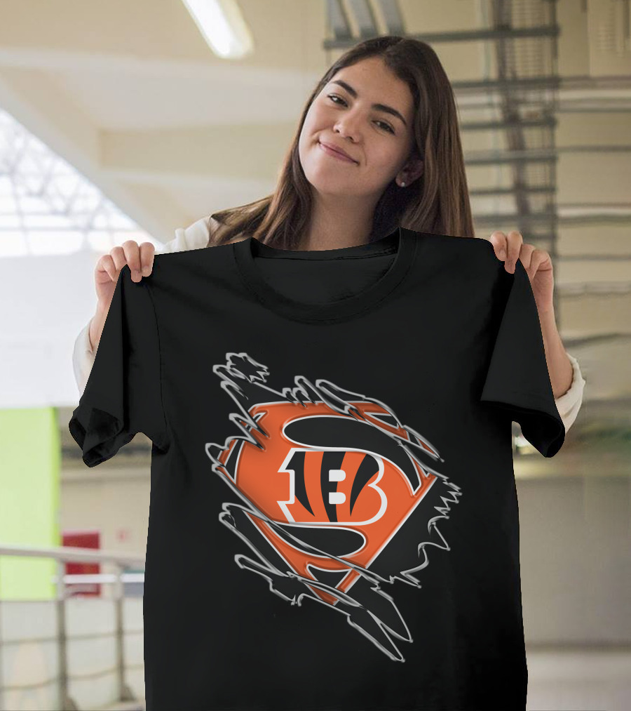 Bengals Superman B Logo Superhero Emblem T-Shirt
