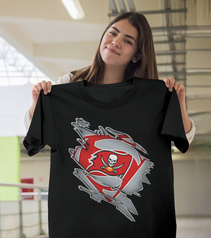 Buccaneers Super Bowl Superman Shield Logo Fusion T-Shirt