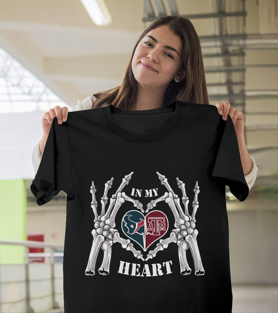 In My Heart Texans Aggies Skeleton Hands T-Shirt