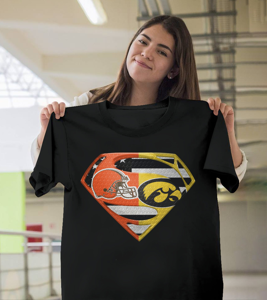 Cleveland Browns Iowa Hawkeyes Superman Logo Spm T-Shirt
