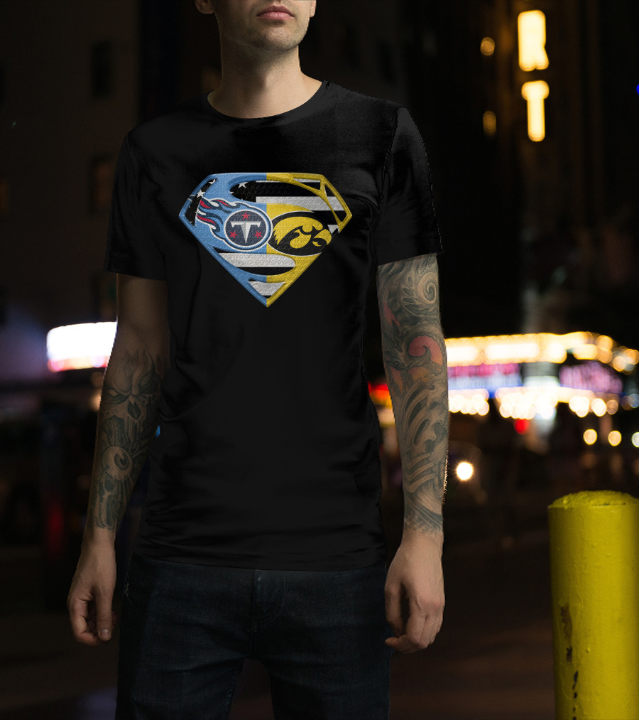 Superman Logo Mashup Titans Iowa Hawkeyes T-Shirt