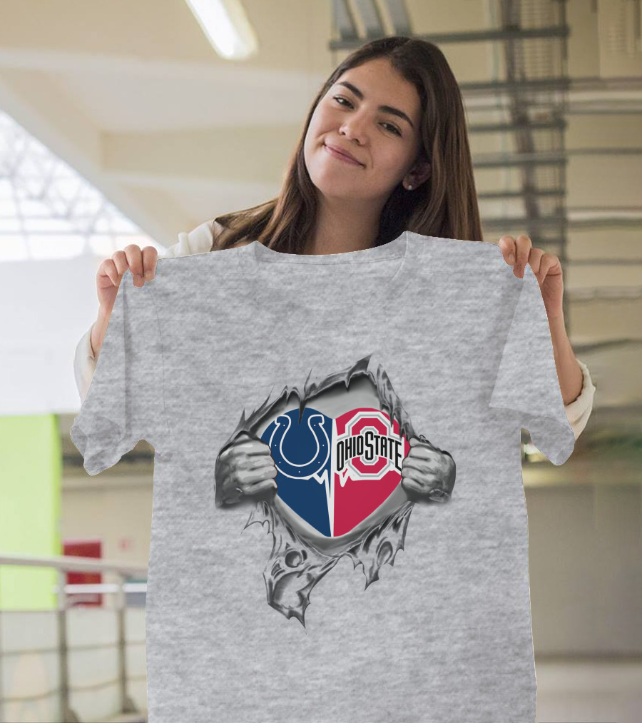 Indianapolis Colts Ohio State Buckeyes Logo Fusion Tear Away T-Shirt