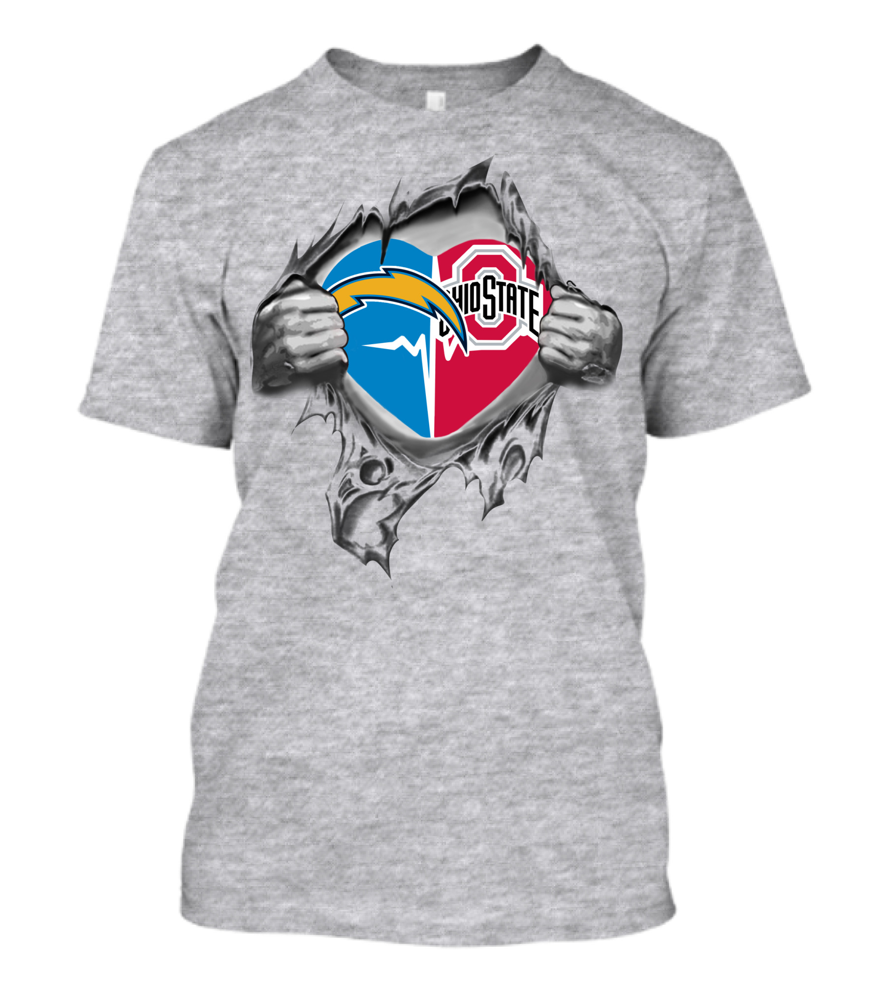 Los Angeles Chargers Ohio State Buckeyes Split Heart T-Shirt