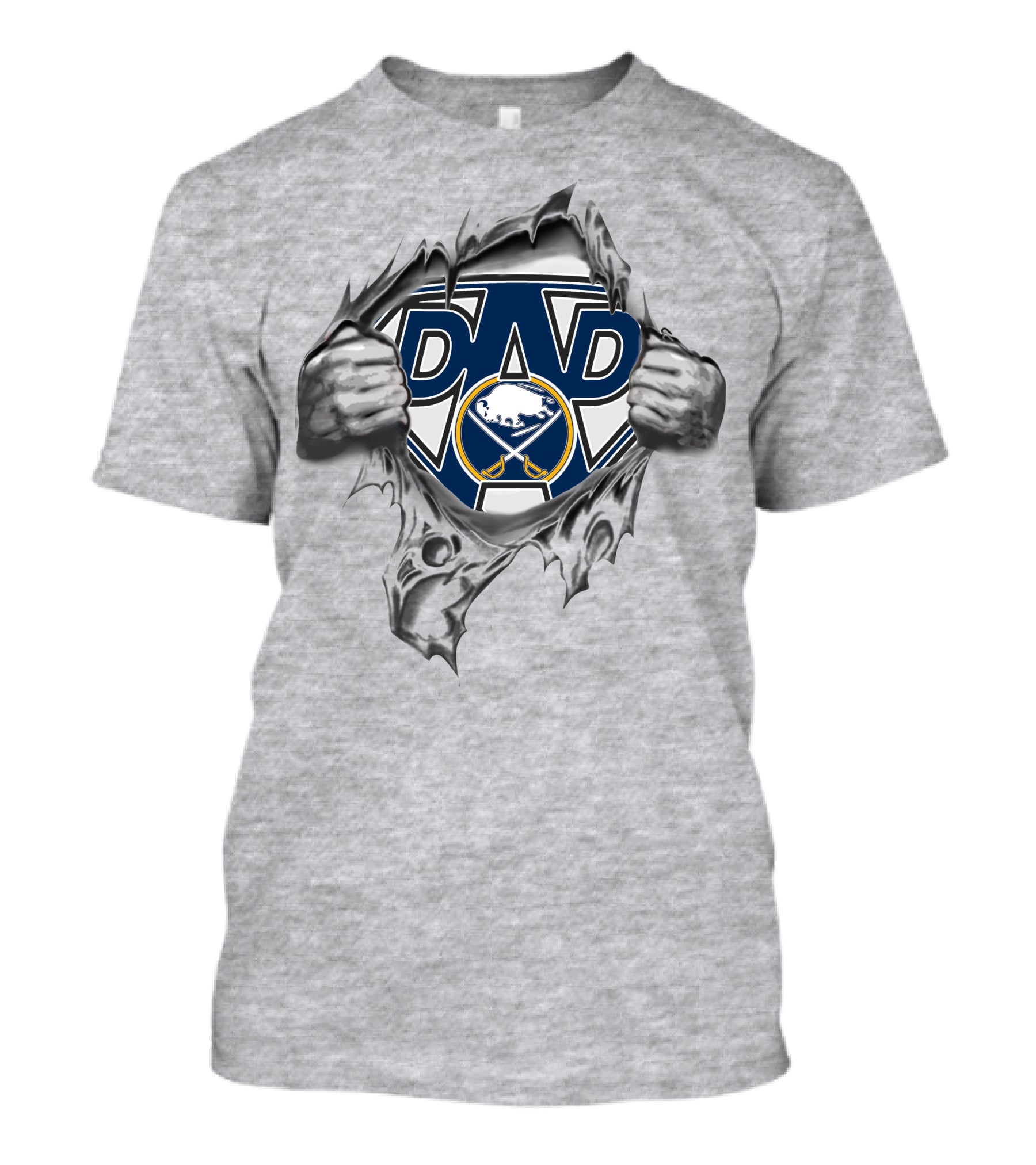 Buffalo Sabres Dad Logo Busting Out Super Dad Fan T-Shirt