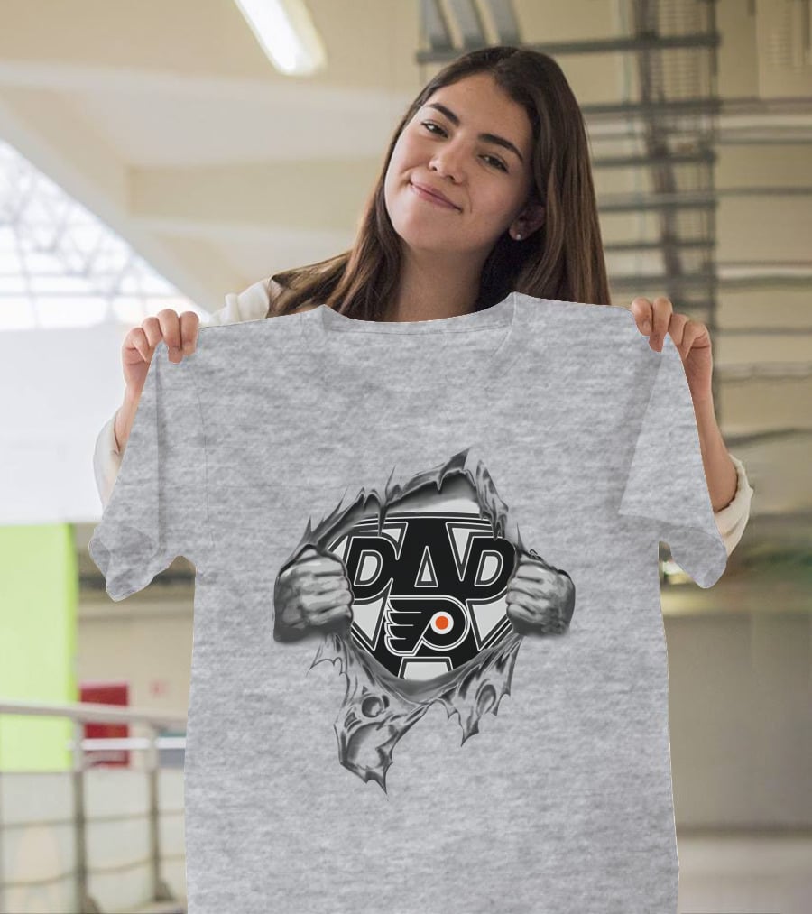 Flyers Dad Philadelphia Hockey Fan Superhero T-Shirt