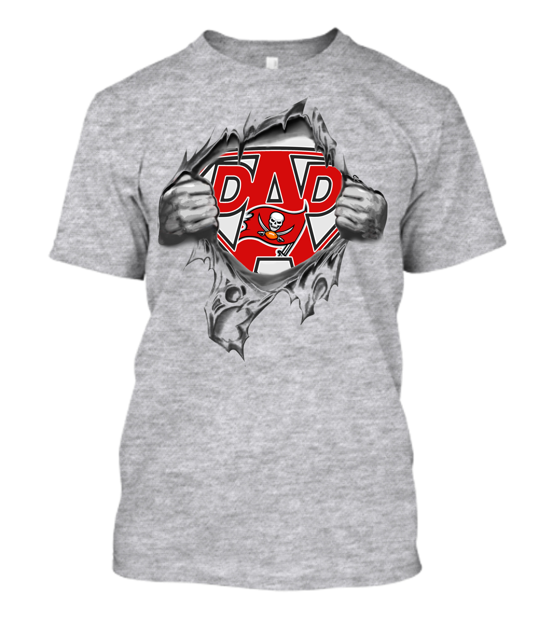 Super Dad Superhero Tampa Bay Buccaneers Logo Rip T-Shirt