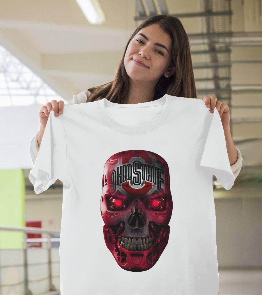 Ohio State Skull Bucks Red Robotic Face T-Shirt