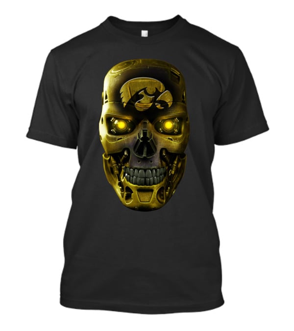 Skull Iowa Hawkeyes Robotic Gold Mask T-Shirt
