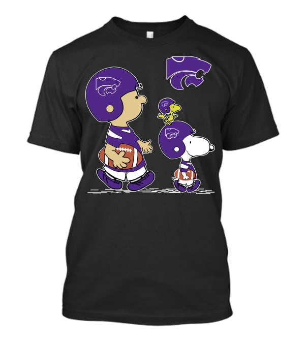 Kansas State Wildcats Peanuts Characters In Football Helmets T-Shirt