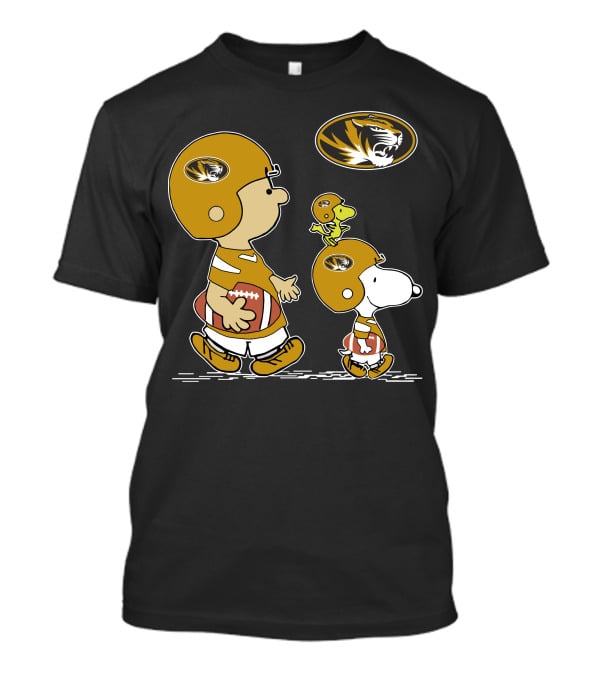 Charlie Brown And Snoopy Missouri Tigers Football Helmet T-Shirt