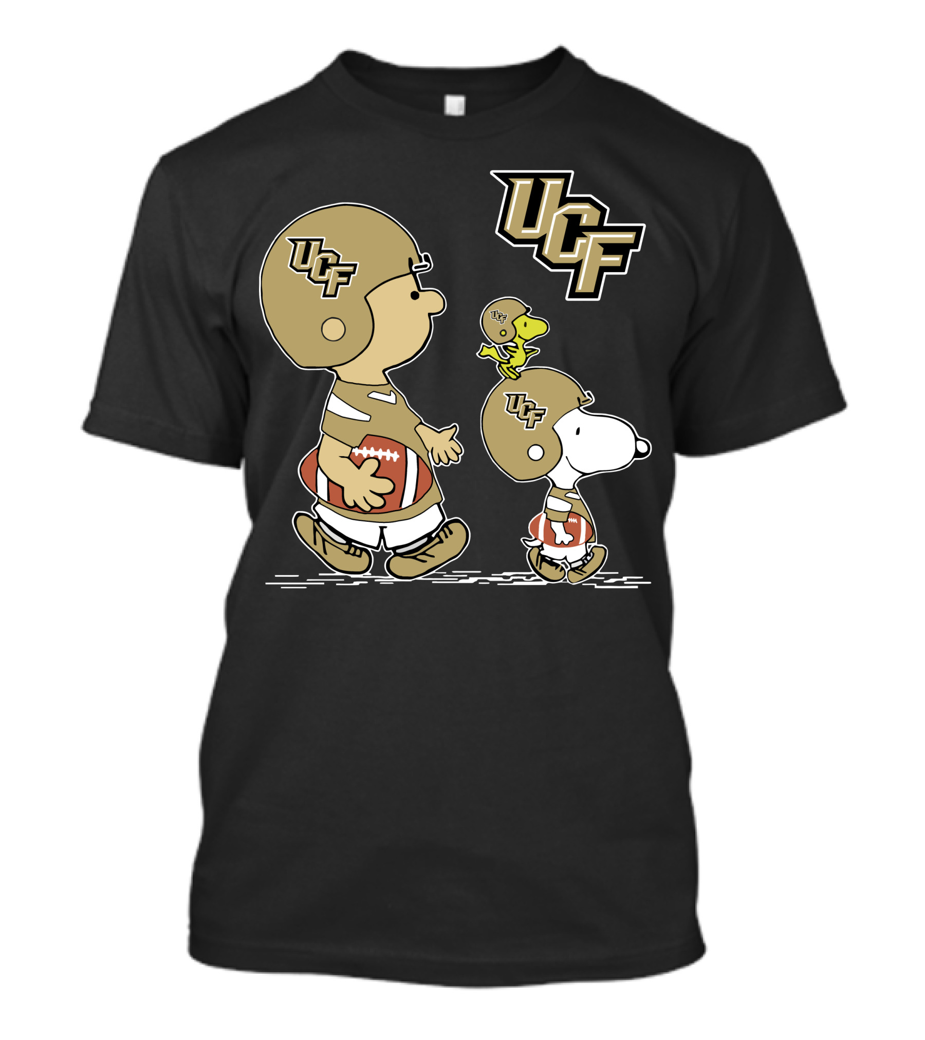 UCF Knights Peanuts Characters In Football Helmets With Woodstock T-Shirt
