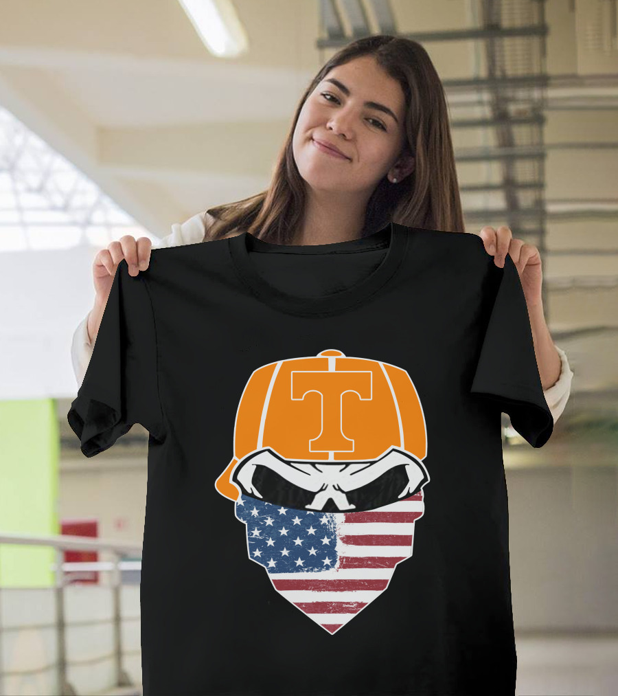 Tennessee Volunteer Skuls American Flag Bandana T-Shirt