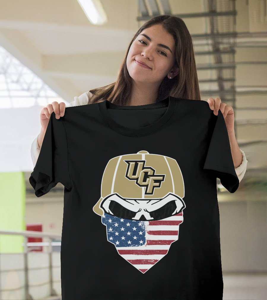 UCF Knights Skull with American Flag Bandana Hat T-Shirt