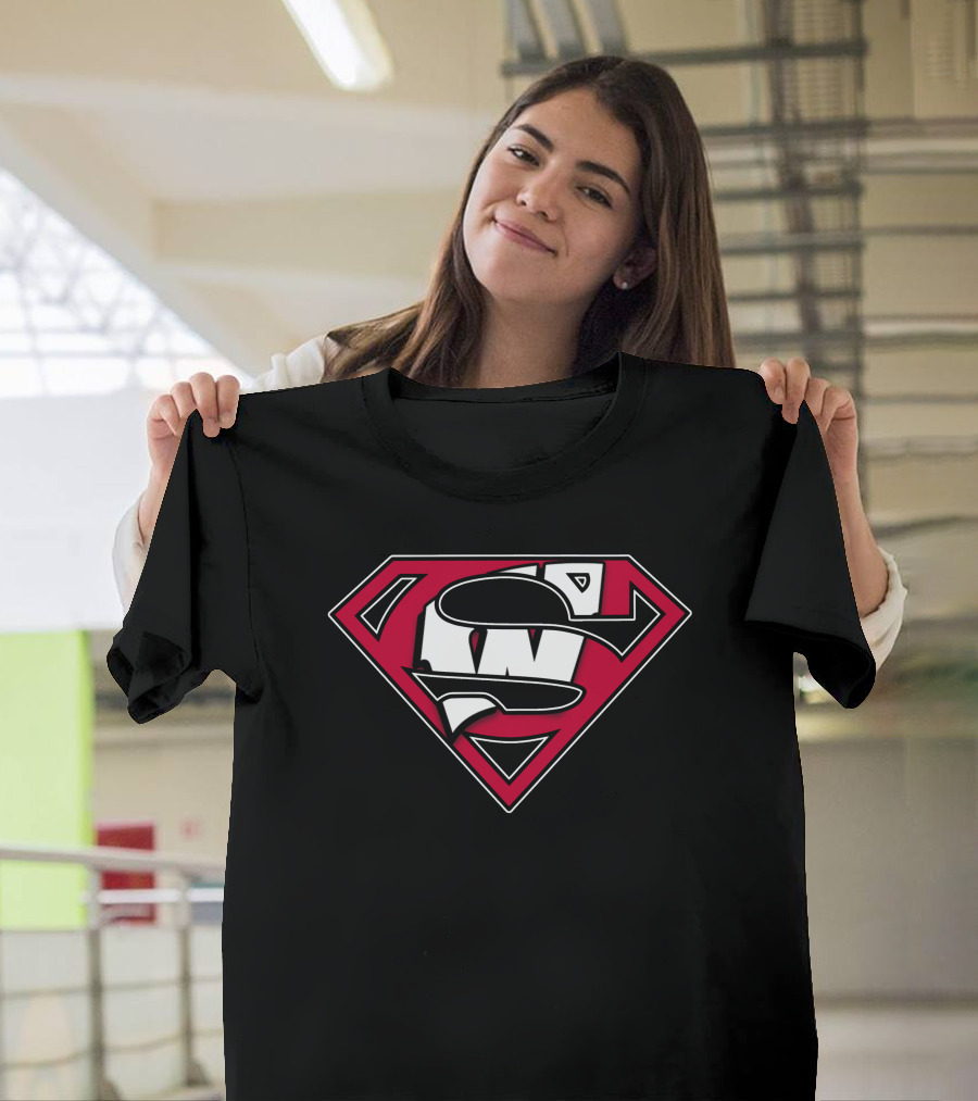 Superman Wisconsin Badgers Logo Combination T-Shirt