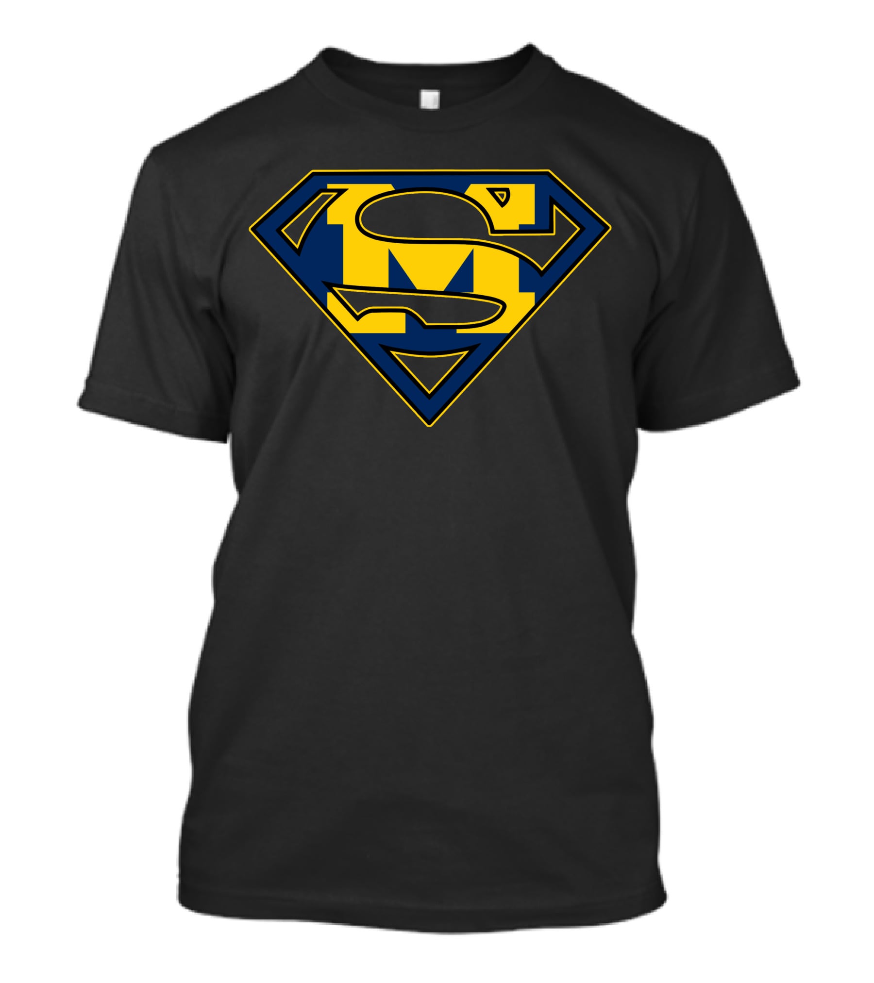 Super Man Wolverines Diamond Emblem In Yellow And Blue T-Shirt