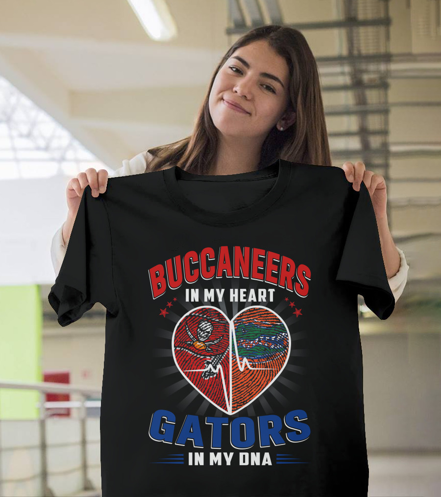 Buccaneers In My Heart Gators In My DNA Football Florida Passion T-Shirt