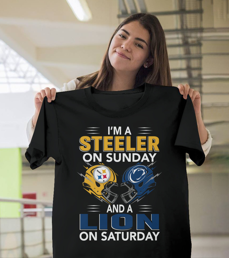 Steeler On Sunday Lion On Saturday Football Helmets T-Shirt