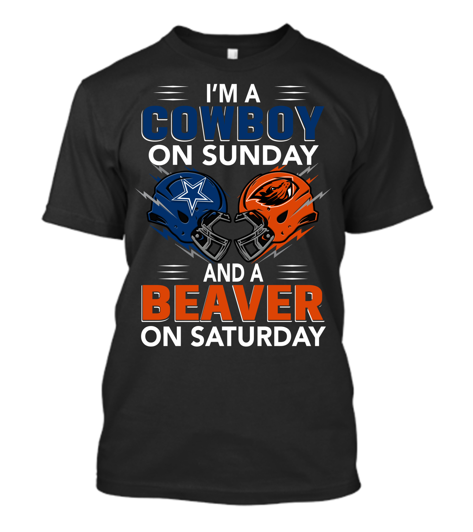 I'm A Cowboy On Sunday And A Beaver On Saturday Football Helmets T-Shirt