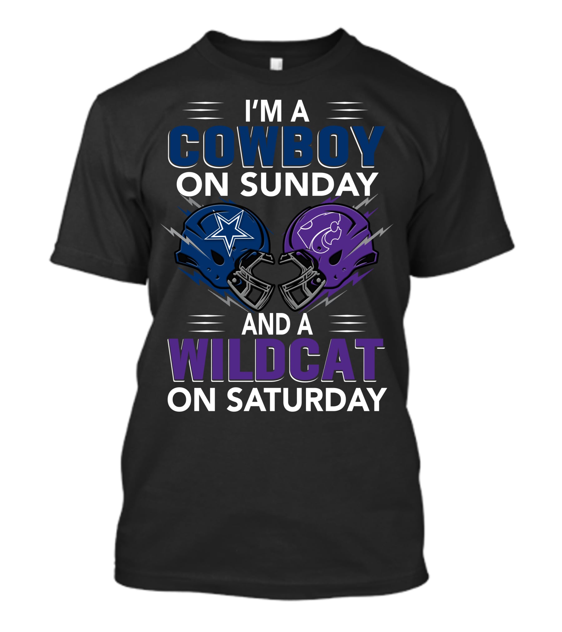 I'm A Cowboy On Sunday And A Wildcat On Saturday Football Helmets T-Shirt