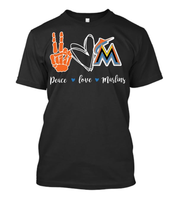 Peace Love Miami Marlins T-Shirt