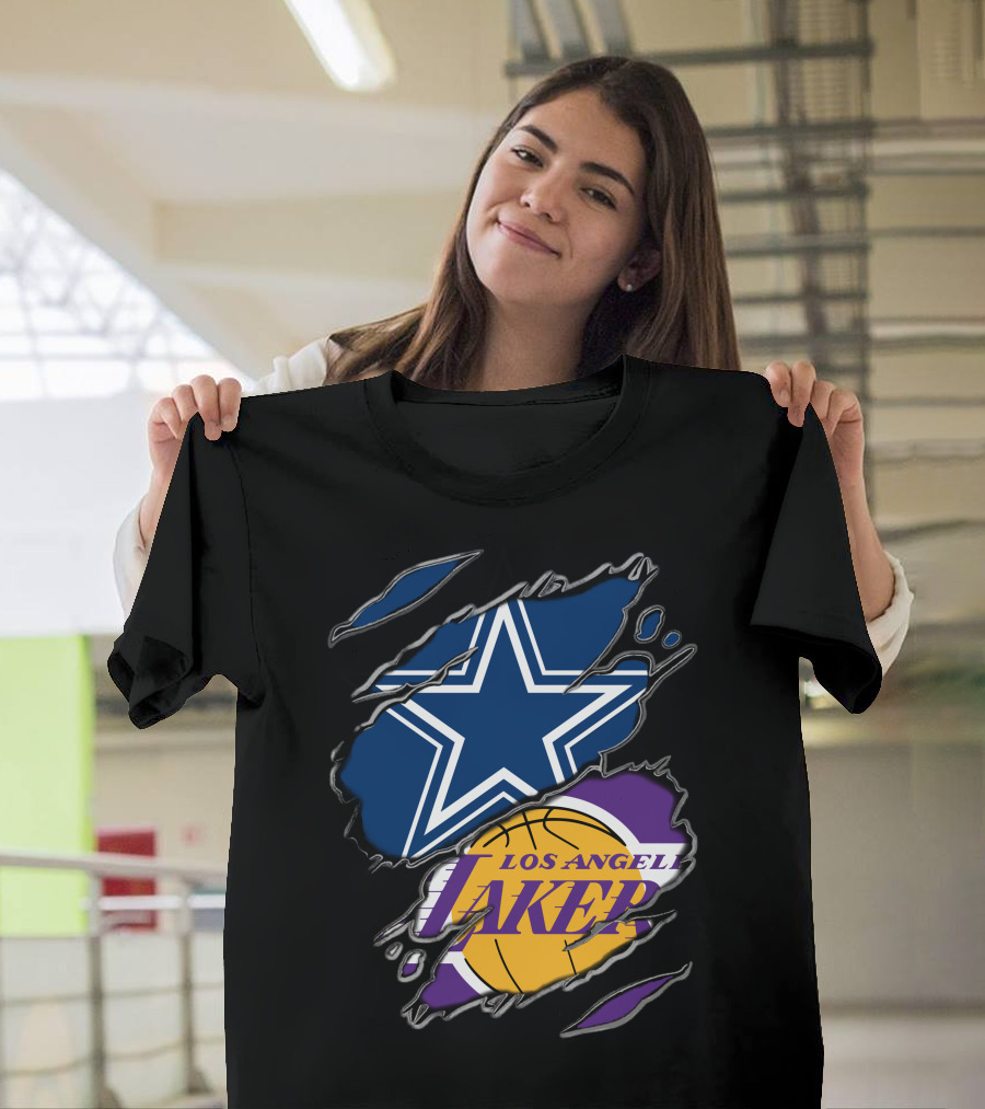 Dallas Cowboys Los Angeles Lakers Fan Crossover T-Shirt