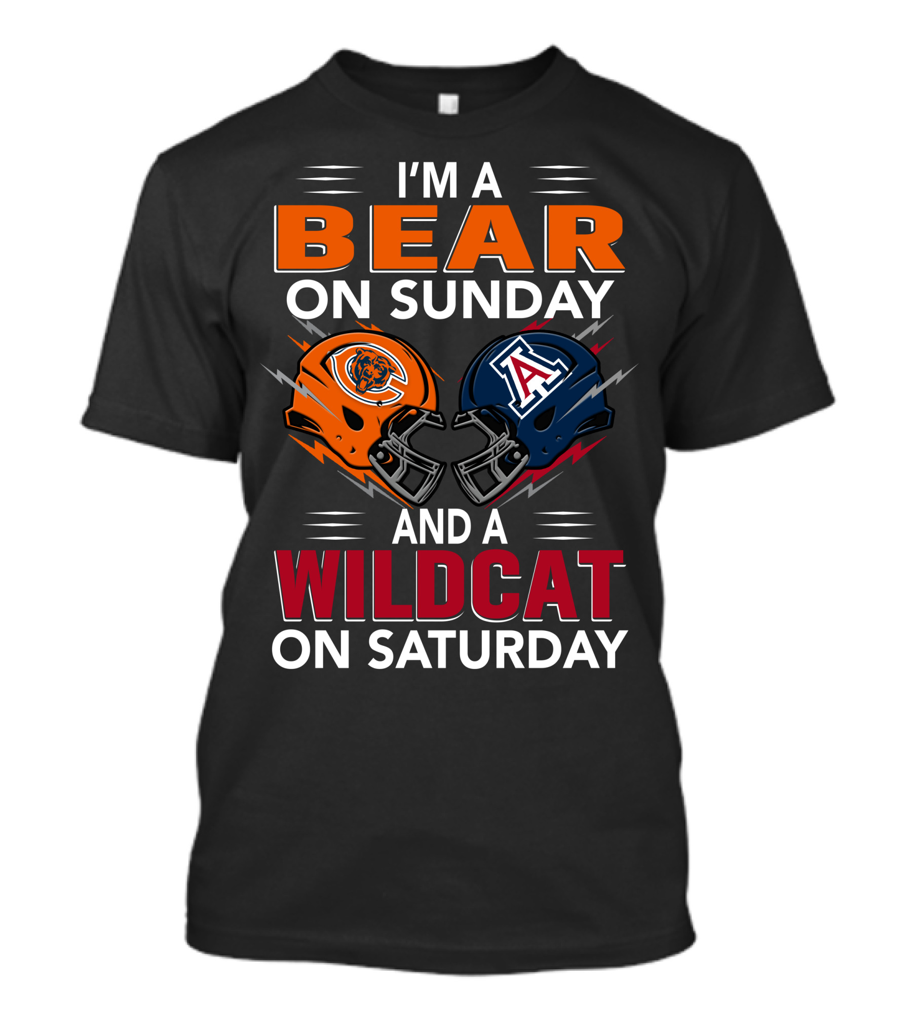 I'm A Bear On Sunday And A Wildcat On Saturday Football Helmet T-Shirt
