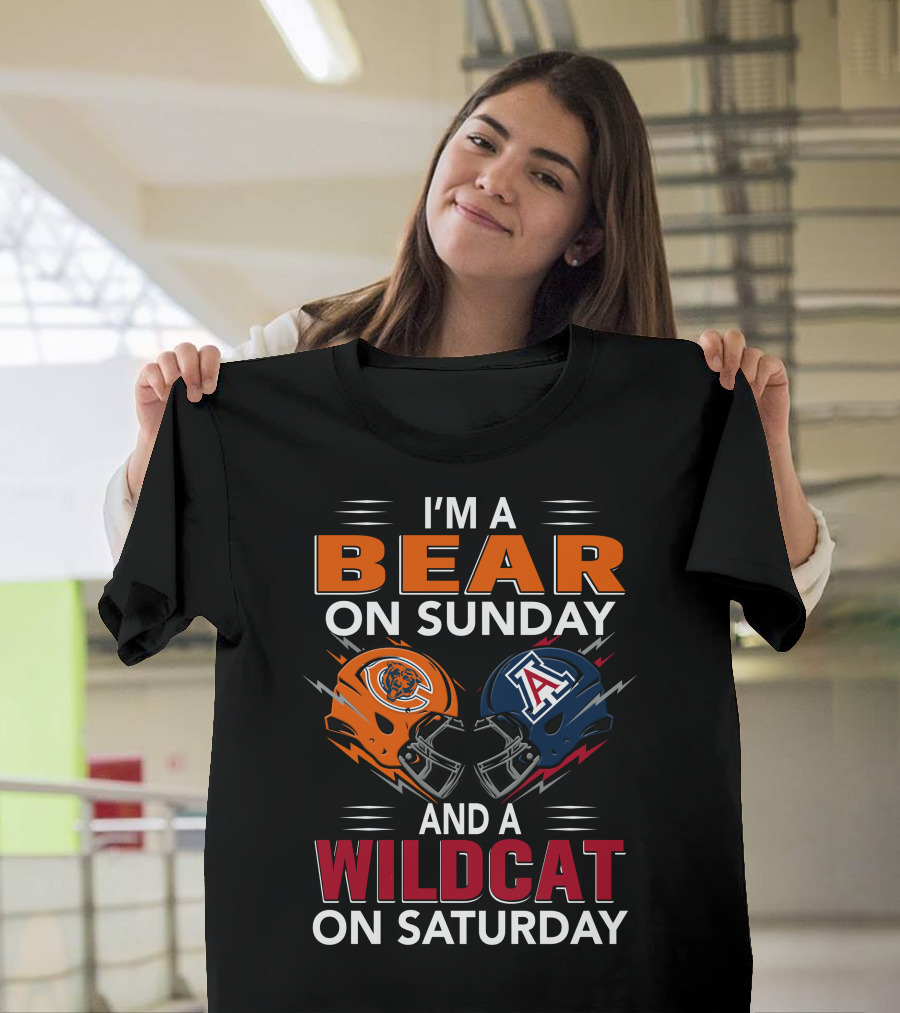 I'm A Bear On Sunday And A Wildcat On Saturday Football Helmet T-Shirt