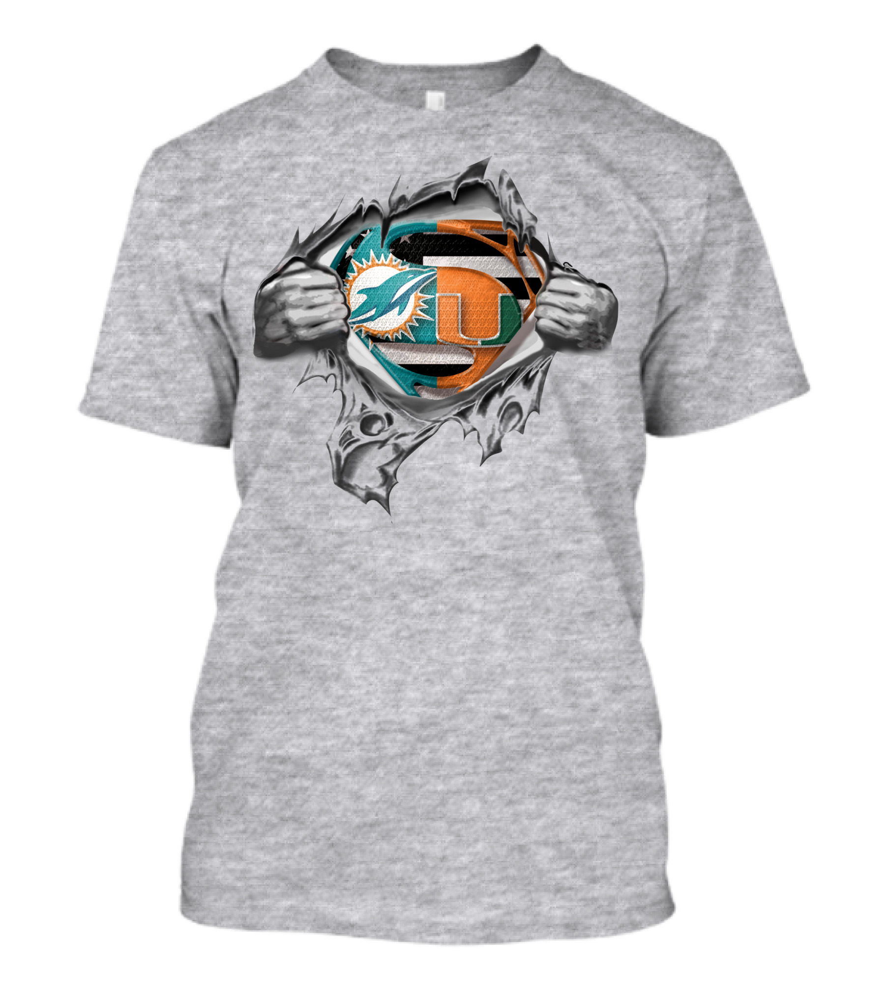 Miami Dolphins Hurricanes Superhero Logo Mashup T-Shirt