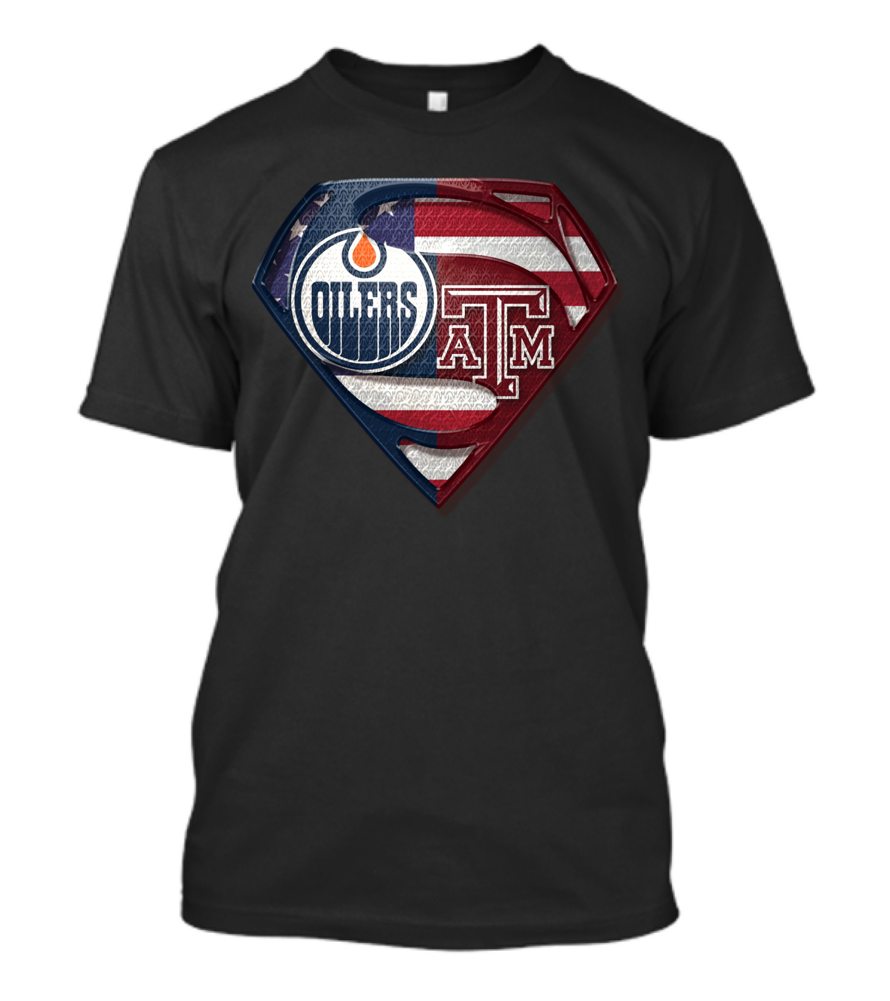 Oilers A&M Superman Shield American Flag T-Shirt