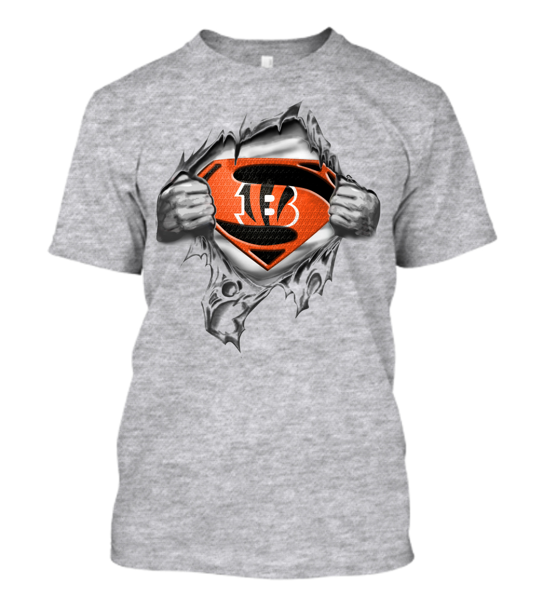 Cincinnati Bengals Super Man Logo Rip Football Fan T-Shirt