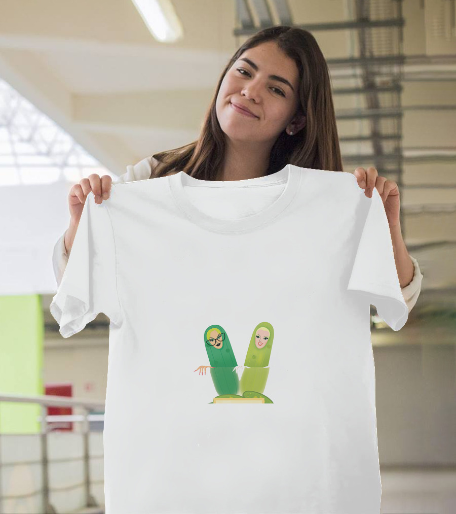 Miz Cracker and Pickle Characters with Glasses and Smile T-Shirt
