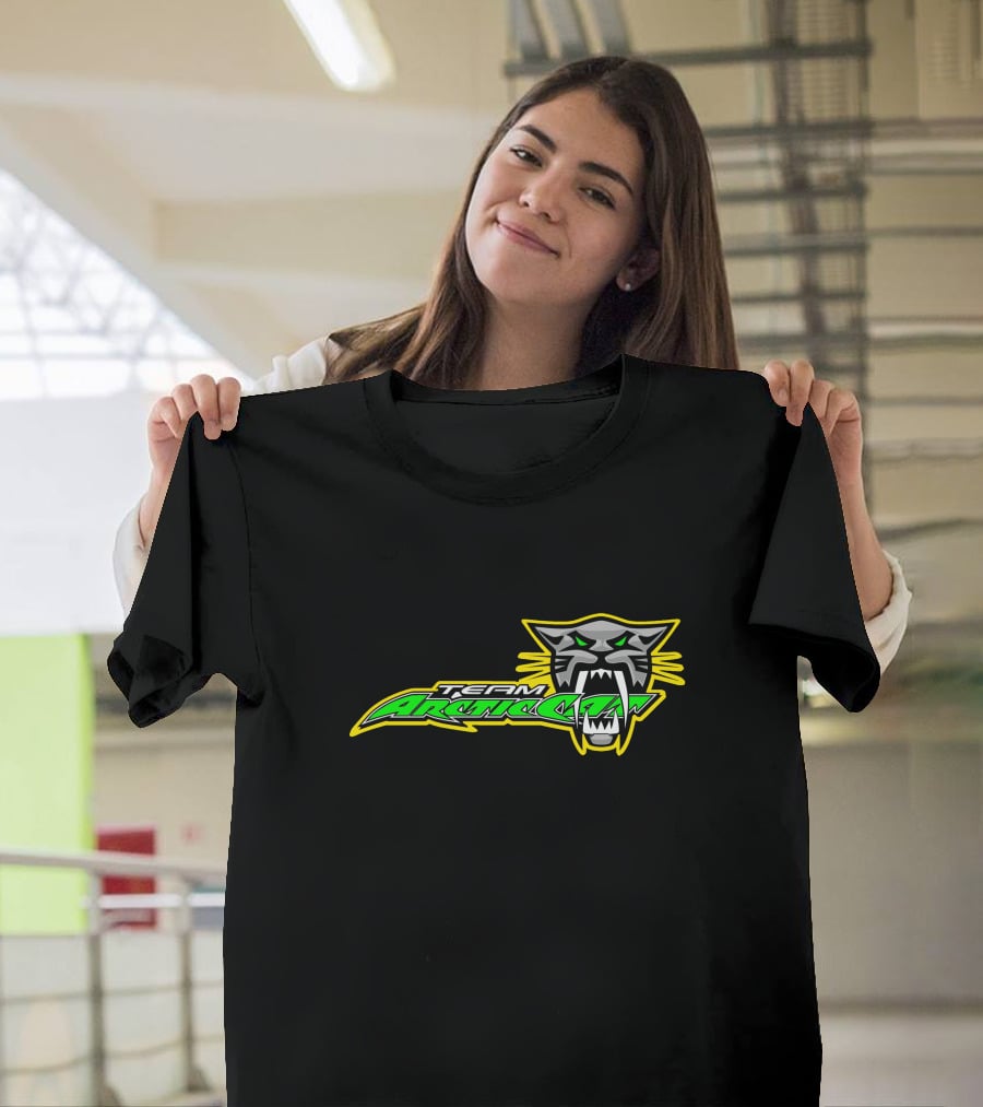 Team Arctic Cat Logo With Fierce Cat Head T-Shirt