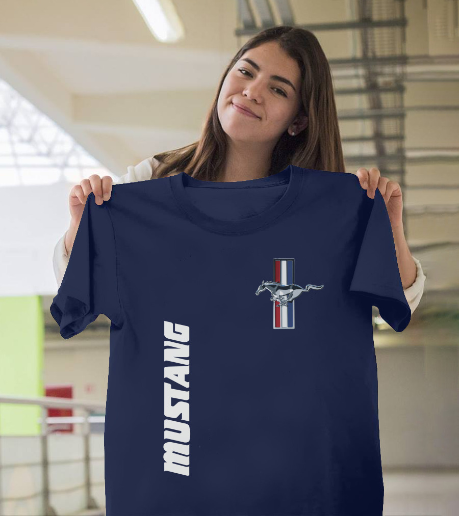 Mustang Running Horse Emblem Navy Blue T-Shirt
