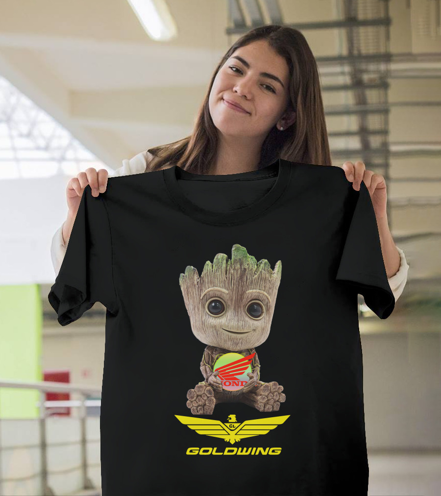 GOLDWING Honda Logo Tree Character Yellow Wings T-Shirt