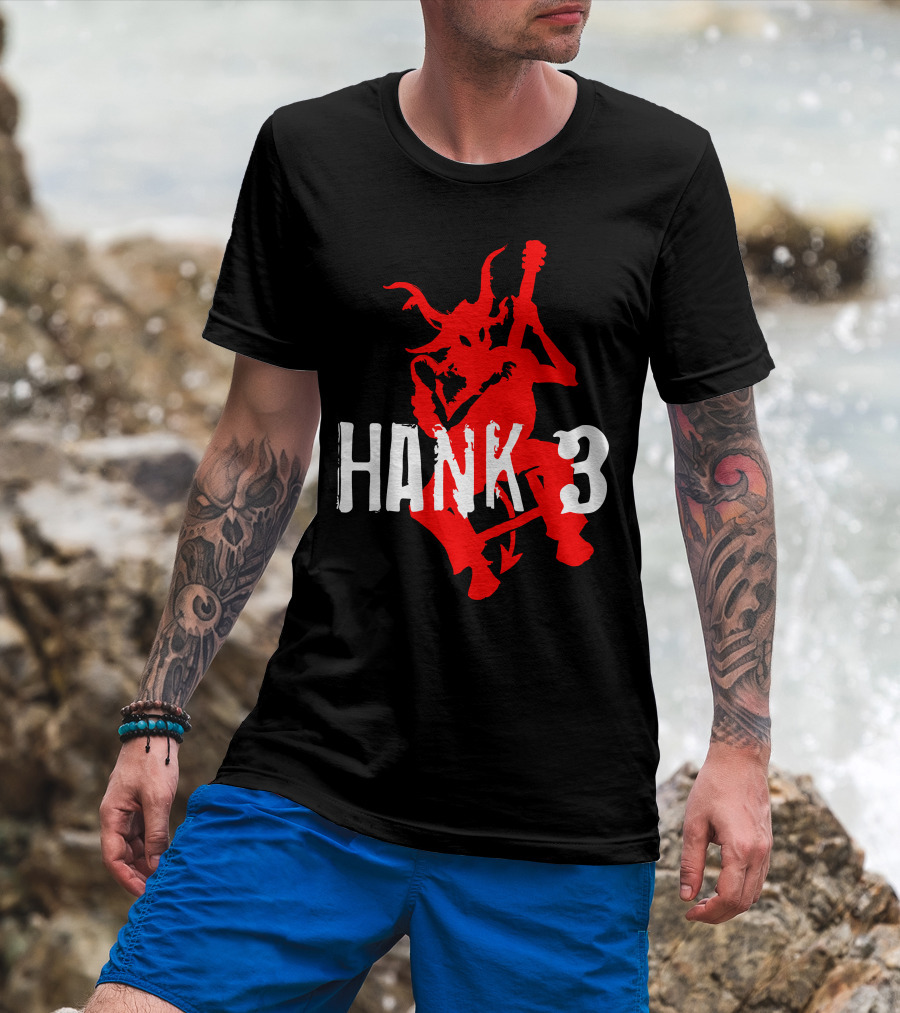 Hank 3 Red Devil Playing Guitar T-Shirt