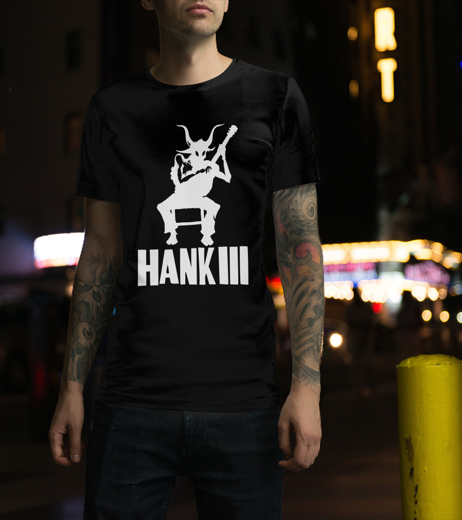 Hank III Goat Demon Playing Guitar T-Shirt