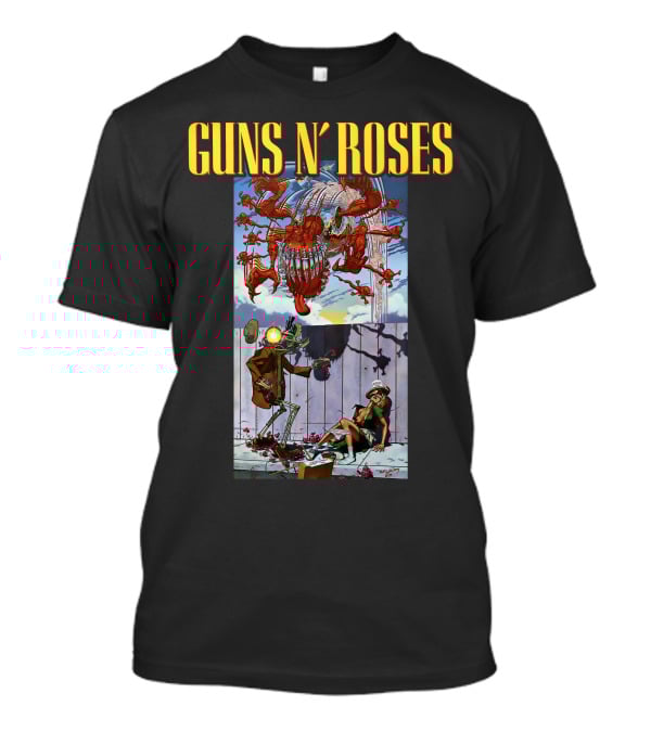 Guns N' Roses Illustrative Scene Featuring Intricate Characters And Dynamic Elements T-Shirt