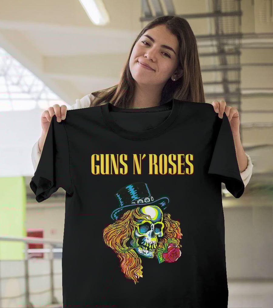 Guns N' Roses Skull With Hat And Rose T-Shirt
