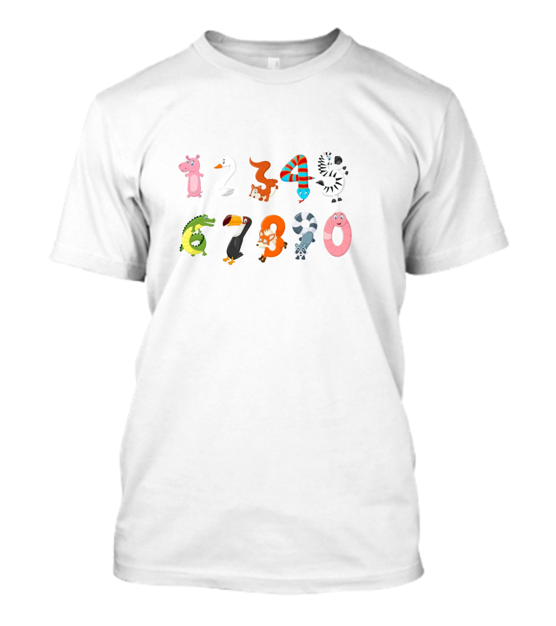 Funhaus Number Animal Characters 1234567890 T-Shirt