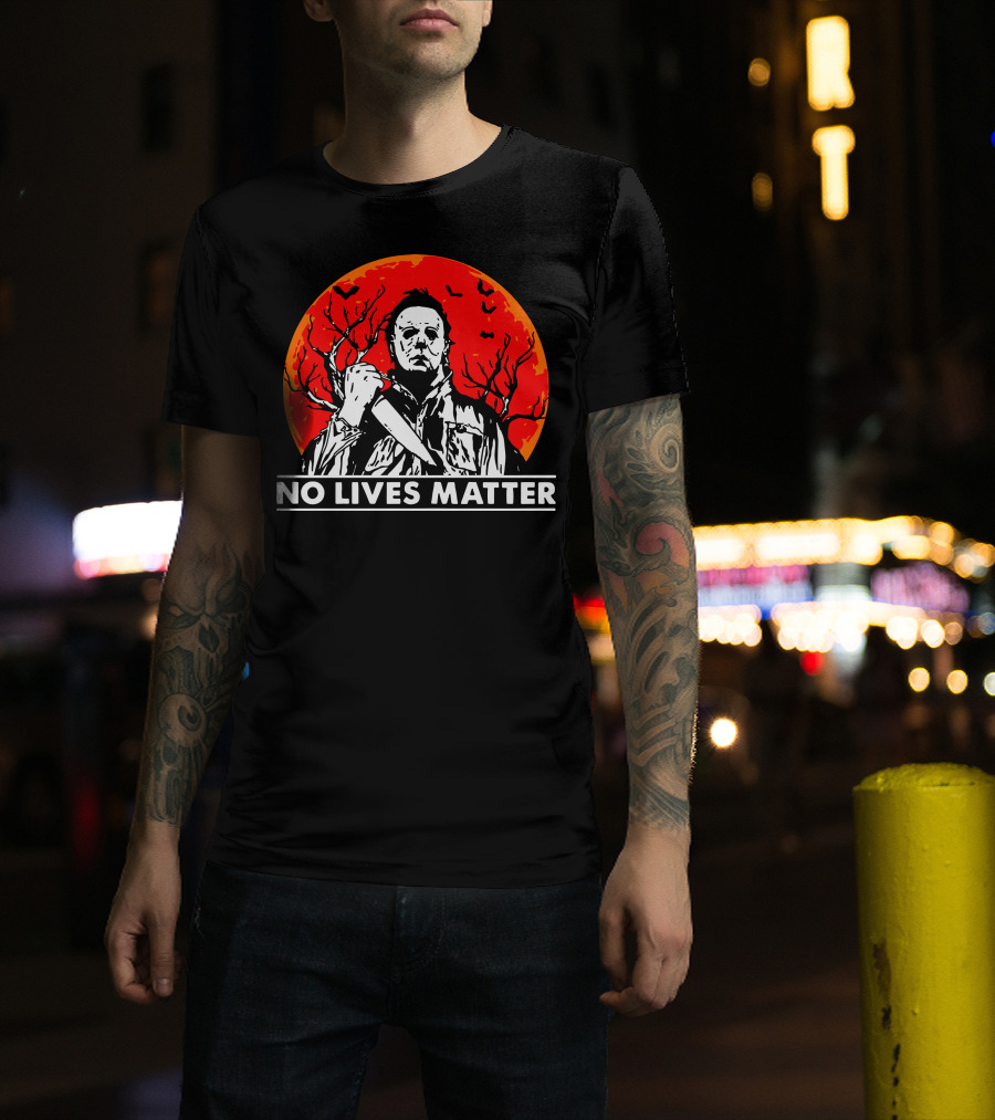 No Lives Matter Michael Myers Halloween Moon Knife Red Full Moon T-Shirt