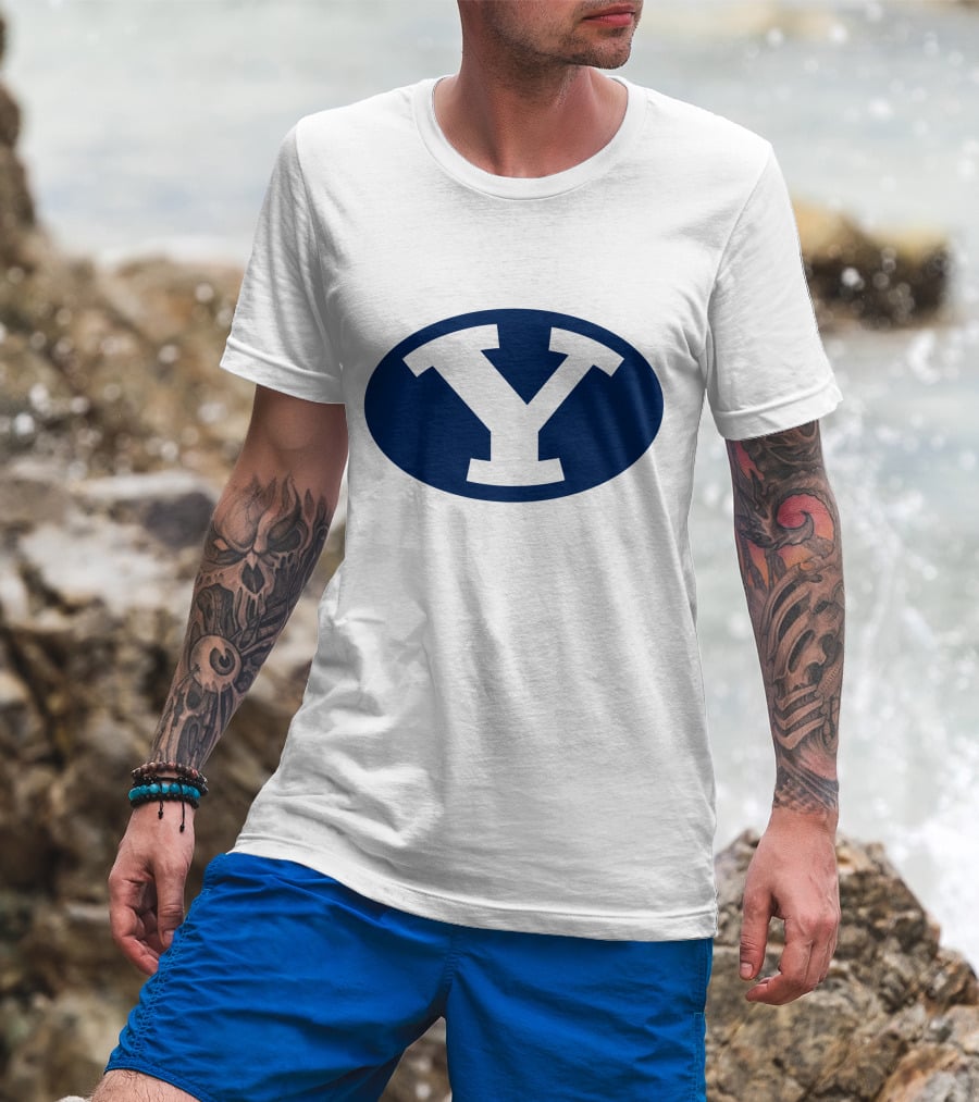 Brigham Young Cougars Y Logo Blue Oval T-Shirt