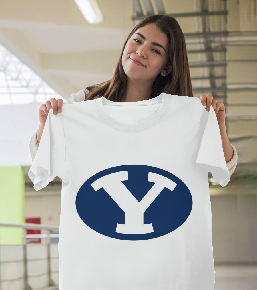 Brigham Young Cougars Y Logo Blue Oval T-Shirt