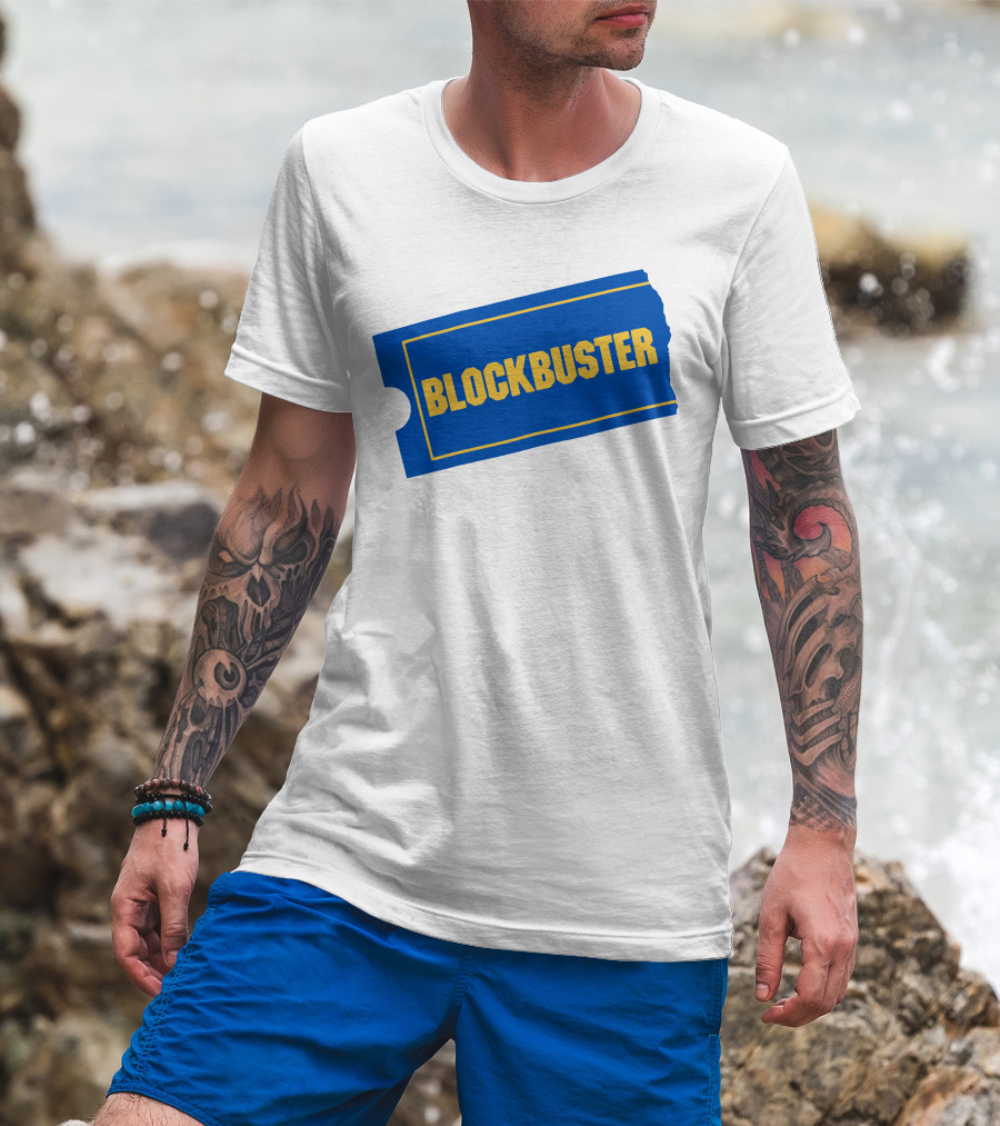 Blockbuster Blue Ticket Logo Nostalgia T-Shirt
