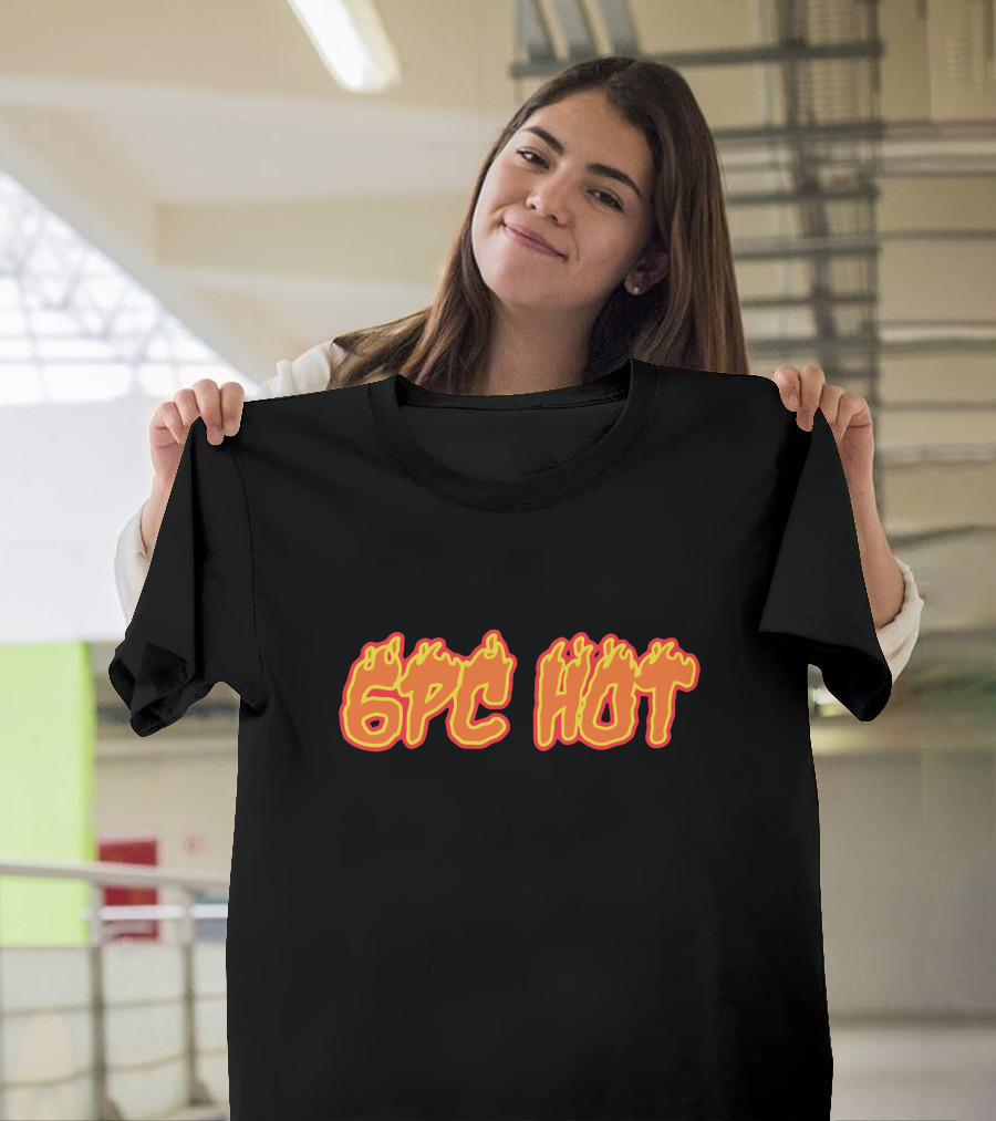 6pc Hot Logo 6lack Merch Fiery Text T-Shirt
