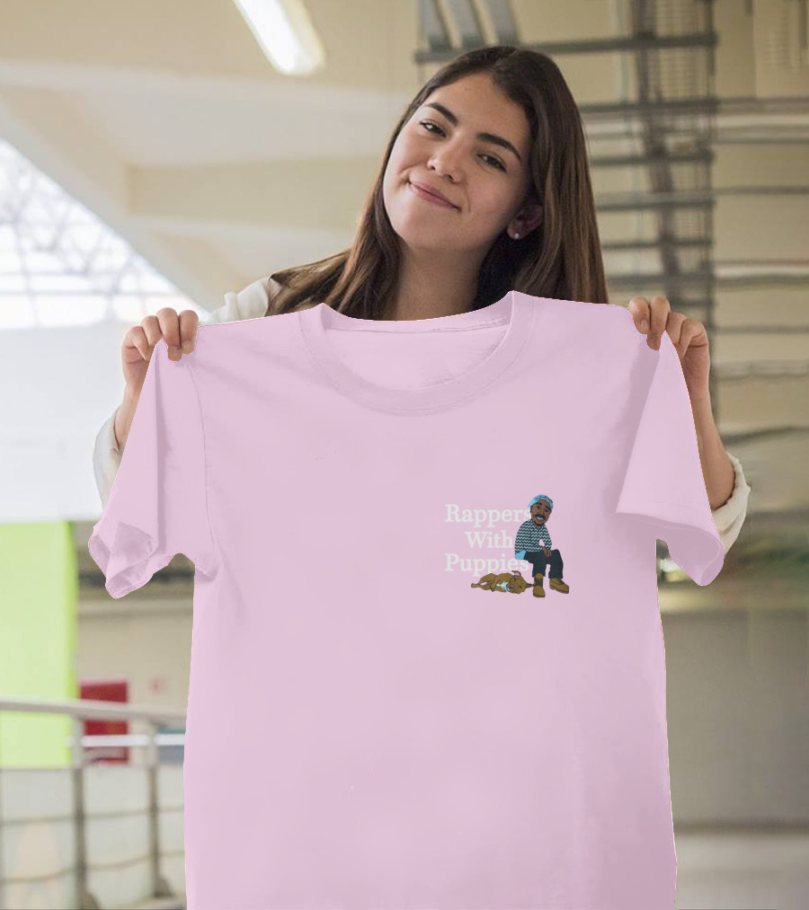 Rappers With Puppies Zumiez Pink Background Beanie And Boots T-Shirt