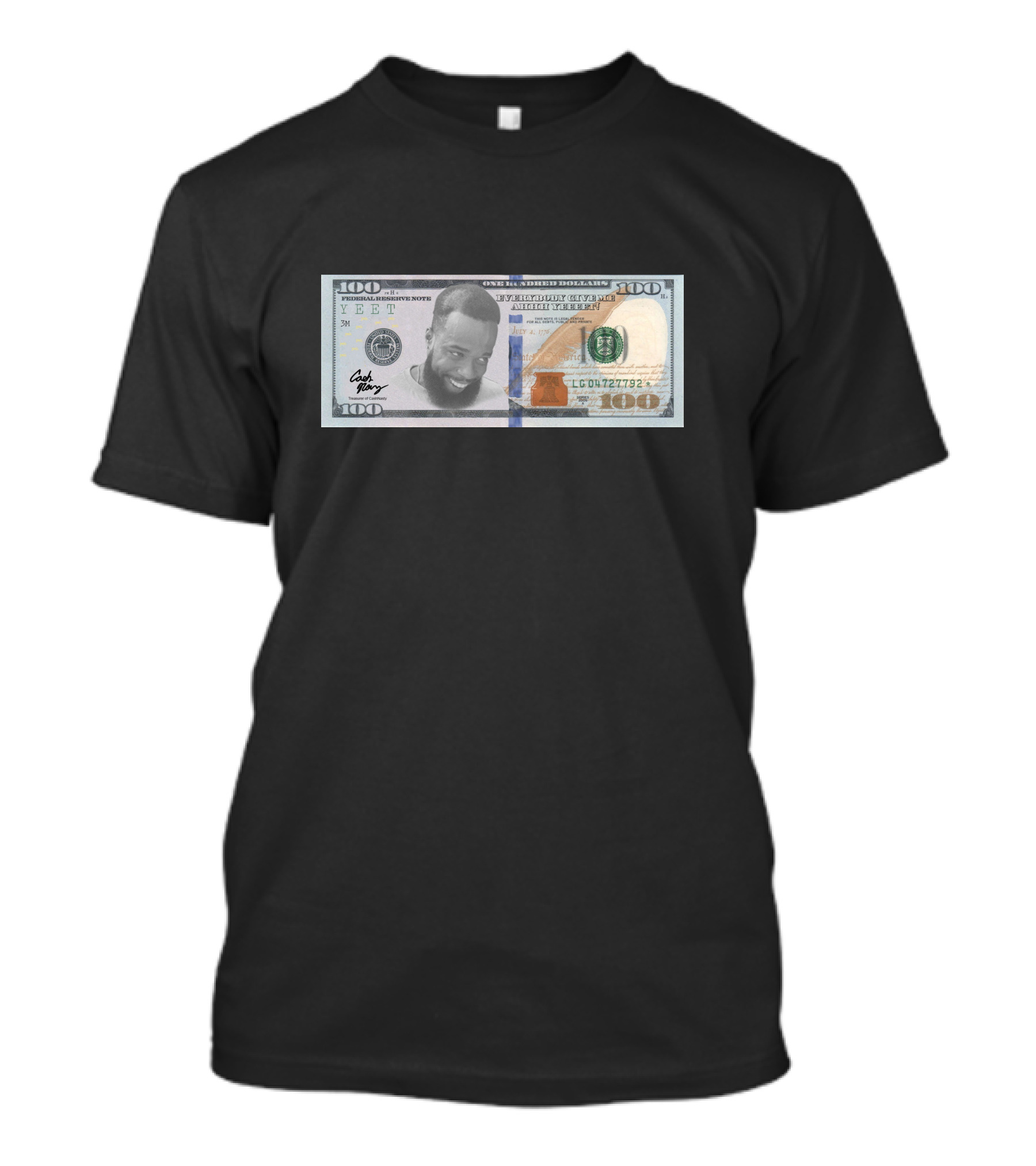 Cashnasty Merch Hundred Dollar Bill Face T-Shirt