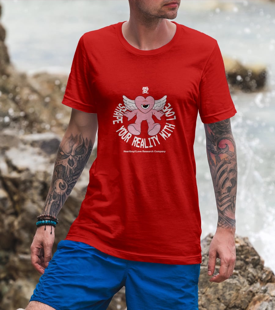 Heartboy Love Research Company Shape Your Reality With Love Winged Heart Character T-Shirt